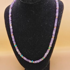 Lepidolite, Azurite and Copper Heishi Bead Necklace